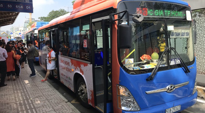 Ho Chi Minh City paints buses orange to raise sexual harassment awareness