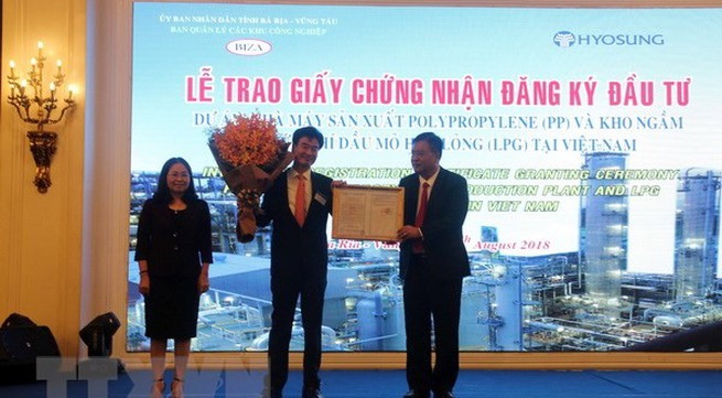 Bà Rịa-Vũng Tàu grants investment certificate for $1.2b chemical project