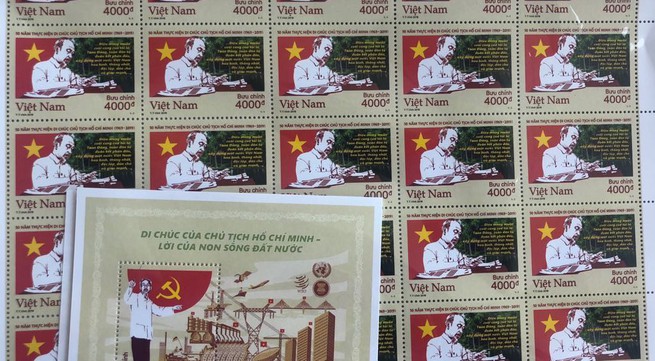 Stamp collection featuring uncle Ho issued