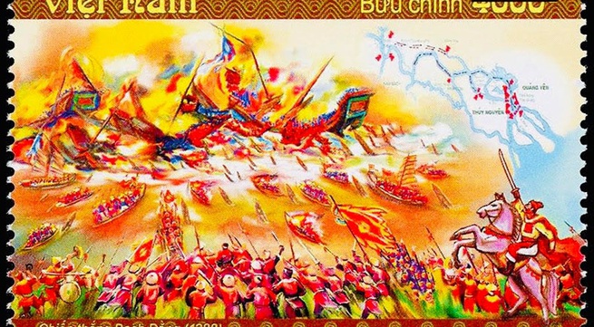 Stamp issued to commemorate battle of Bach Dang in 1288
