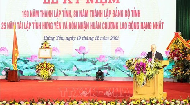 Party leader attends celebration of Hung Yen province’s 190th founding anniversary
