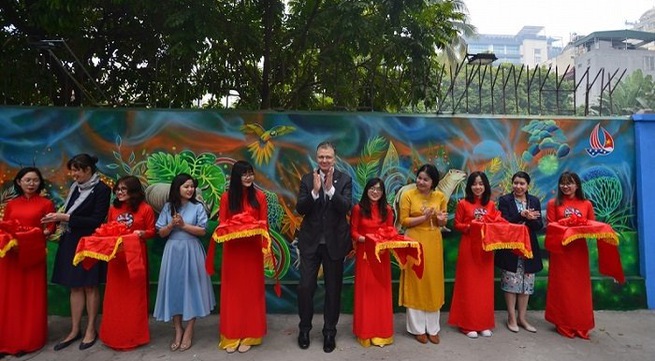 Mural raises awareness of environmental protection in Hanoi