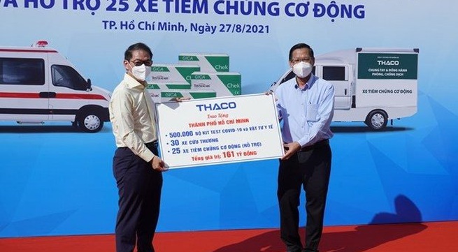Ho Chi Minh City receives medical supplies, vehicles for COVID-19 fight