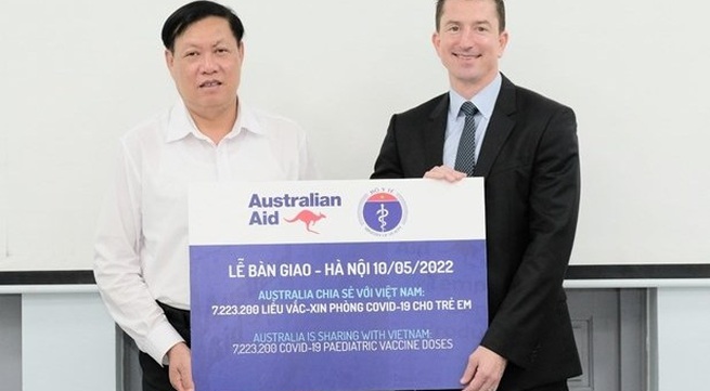 Vietnam receives 7.2 million doses of paediatric COVID-19 vaccine donated by Australia