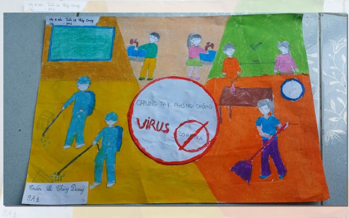 Học sinh nông thôn Cần Thơ vẽ tranh chủ đề phòng chống Covid-19 